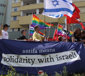 Vänsterradikala Antifa demonstrerar: För delar av den tyska vänstern går antifascism och stöd för Israel hand i hand. Foto: flickr.com/pm_cheung 