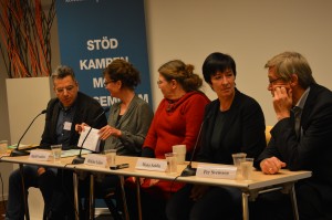 Stéphane Bruchfeld, Ingrid Lomfors, Heléne Lööw, Mona Sahlin, Per Svensson. Foto: Nafih Mawlod
