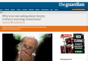 Brittisk debatt om Corbyns vänskap med extremister och antisemiter. Skärmklipp från The Guardian.